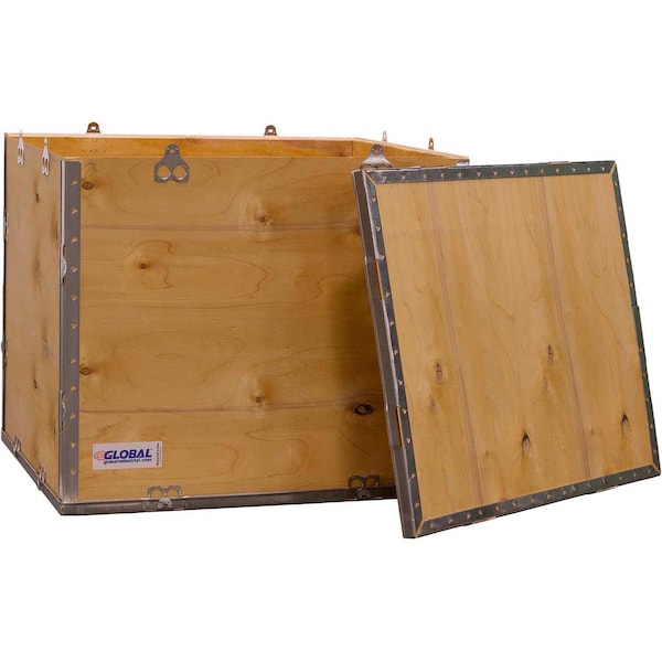 Global Industrial 23.25 in x 19.25 in x 19.5 in 4 Panel Hinged Shipping Crate, Brown, Plywood B2352227 - main